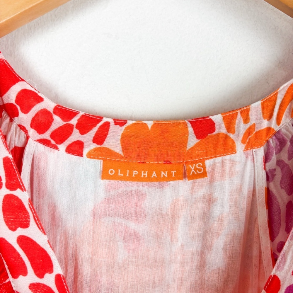 Oliphant Orange Antigua Ruffle V-Neck Tiered Cotton Maxi Dress Sz XS - Picture 6 of 11